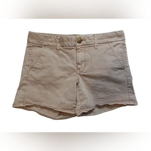 3/$20! American Eagle Outfitters Stretch Midi Short, Khaki, sz 6, GUC!